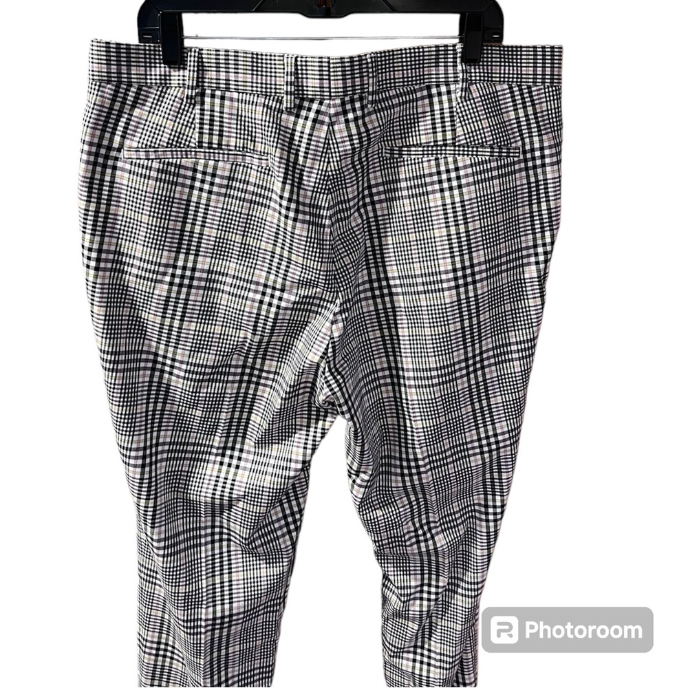Topman Pants Mens W38 L36 Stretch Skinny Plaid Printed Trouser Business Casual - Picture 3 of 10